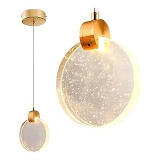 Pendente Lua De Cristal Vidro Com Bolhas - Gold